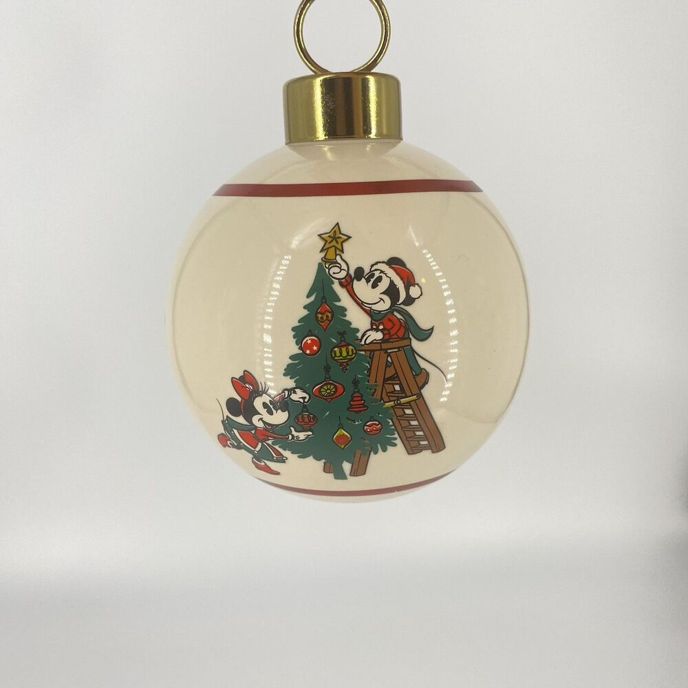 Disney Mickey Minnie Chip ’n Dale Christmas Ceramic Ball Ornament